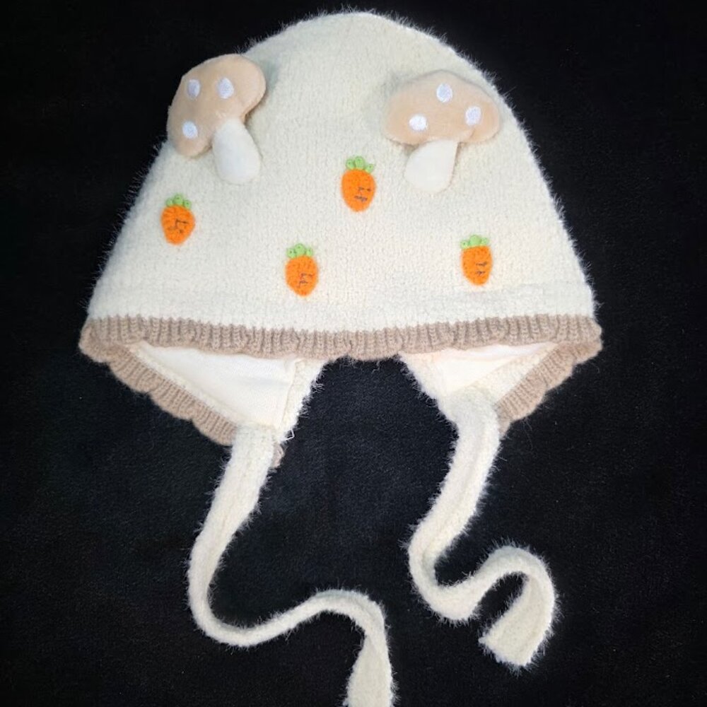 MiniOlie Baby Mushroom Carrot Knit Bonnet 8 mos - 3T